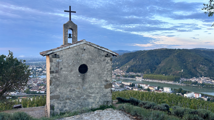 the chapel at the top of the Hermitage hill in the northern Rhône