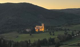 Abbey of Sant'Antimo in Castelnuovo dall'Abate at dusk by Walter Speller