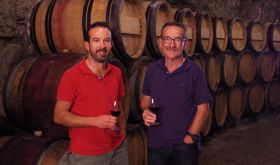 Matthieu and Bernard Baudry in the cellar at Bernard Baudry