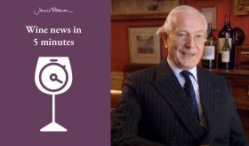 Michael Broadbent in Vintner's Tales and Wine News in 5 logo