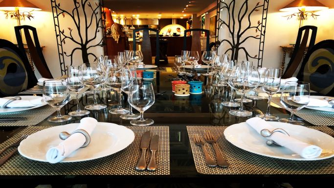 Caption: Chef's Table - The glass chef's table where I served the owners and had my first sip of Vega Sicilia Unico.  Photo author's own