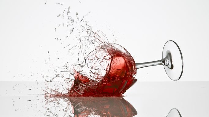 wine glass smashed