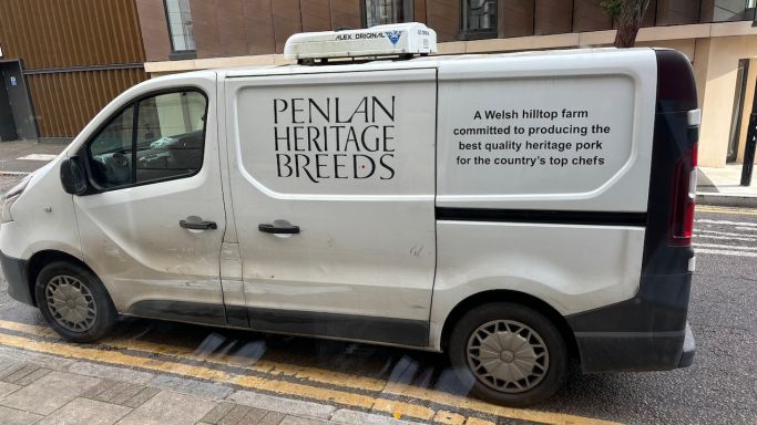 Delivery van for pork legs