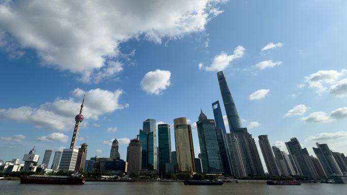 Shanghai river with buildings