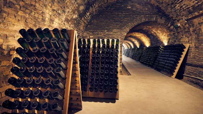 Austrian sparkling wine bottles resting in the cellar at weingut-loimer_© Andreas Hofer SIZED