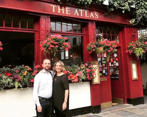 Richard Hemming and his wife Kathryn outside a pub