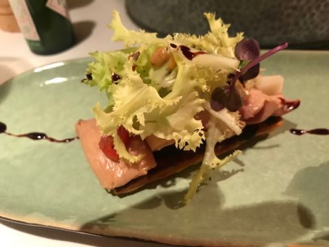Foie gras presentation at Petit Comitè restaurant in Barcelona