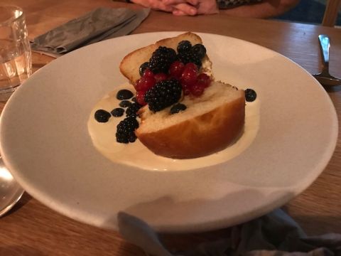 Rum baba at Ceres restaurant in Newington Green, London