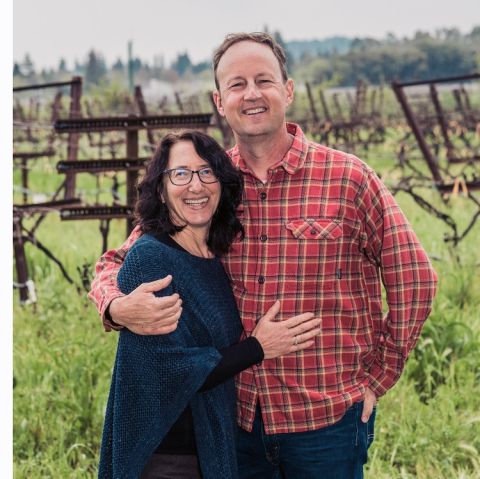 Jill and Steve Matthiasson in their vineyard