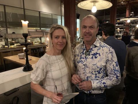 Sophie Parker and Matt Thomson at Greek Wine Night, Caravan, King's Cross, London