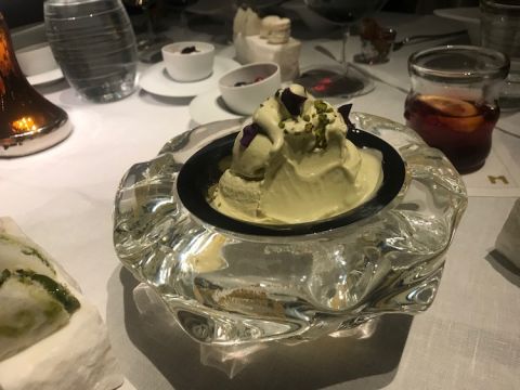 Pistachio ice cream at Sesamo restaurant in teh Royal Mansour Hotel, Marrakech