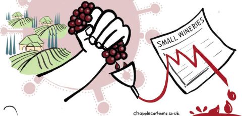 Small wineries squeezed. cartoon