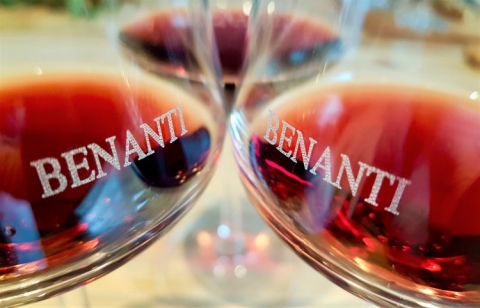 Glasses of Nerello Mascalese at Benanti