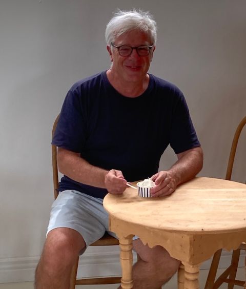 Richard Lander enjoys Antonini buffalo ice cream