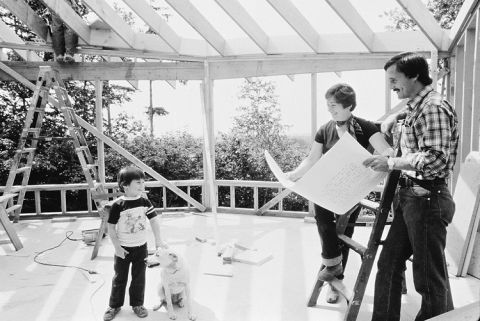 Sokol Blosser - Susan and Bill standing in the first purpose-built tasting room-to-be with son Nik