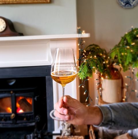 Cider at Christmas by the fire