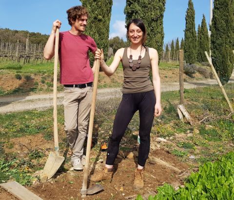 Daniel and Viola in the San Polino vegetable patch