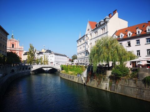 Ljubljana - view up the river