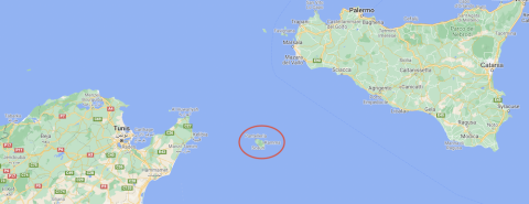 Map showing location of Pantelleria in Mediterranean