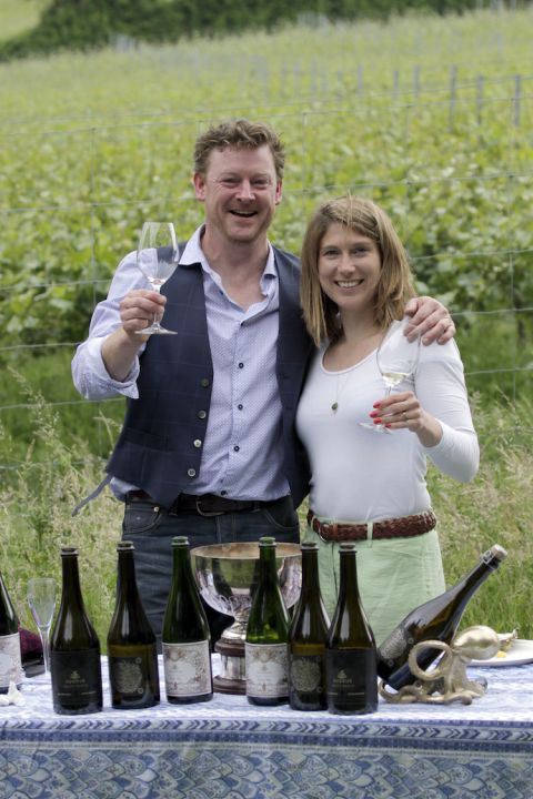 Sugrue South Downs - Dermot and Ana with wines