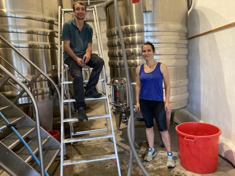 Winemaker Olivier Gautrat and Noemie Durantou at L'Église-Clinet in September 2022