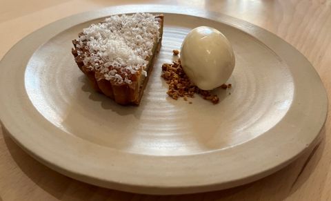 almond cake with ice cream at Eline