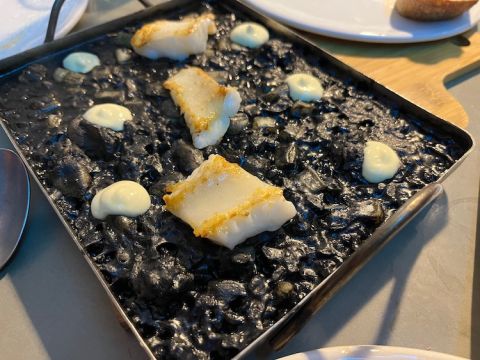 Maresco black rice and turbot