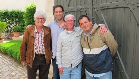 -Rodrigo Soto, Alan York, and terroir and soil specialist, Pedro Parra visit Jacques Lardière, the now retired technical director of Louis Jadot/Resonance in 2011. From Left to right: Lardière, Soto, York, Parra. -Credit to Rodrigo Soto