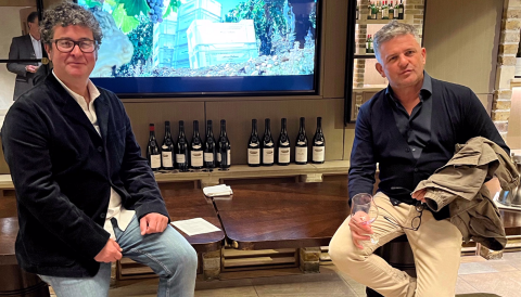 Ricardo Perez (l) and his uncle Álvaro Palacios showing their wines at the Sussex Cellar tasting room