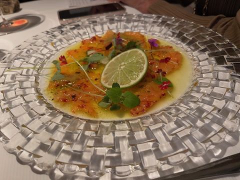 red prawn carpaccio