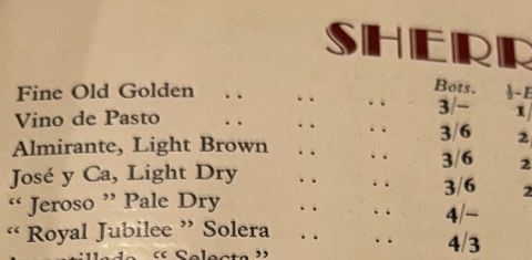 Vino de Pasto on price list