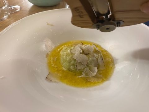 raviolone at Osteria Veglio