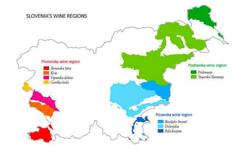 Map of Slovenia's wine regions