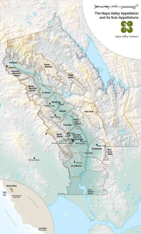 Napa Valley sub-AVA map