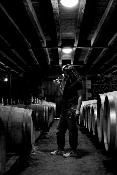 Ch de Plaisance Vanessa Cherruau in her cellar
