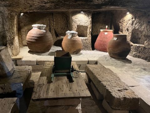 Clay jars in a carefully tended Cappadocian winery