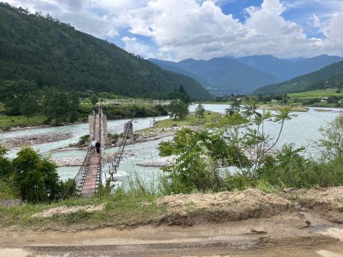 Footbridge to the Homestay farm in Bhutan