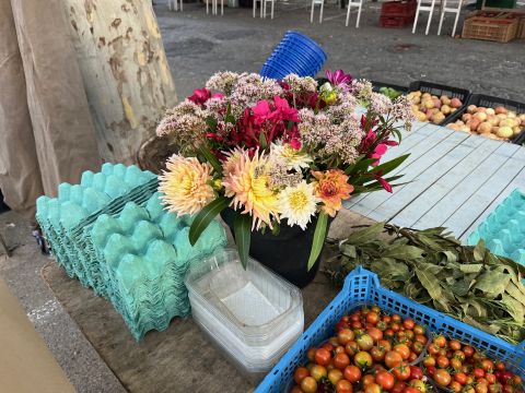 Market flowers and veg