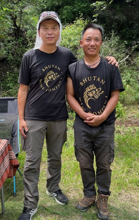 Karma Choeda and the Pinsa vineyard manager