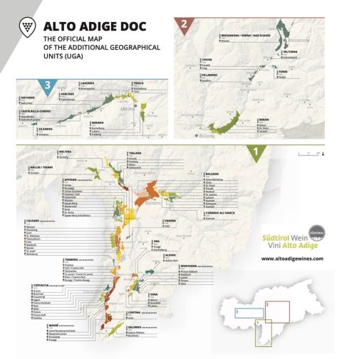 official Alto Adige map of the 86 additional geographical units (UGAs)