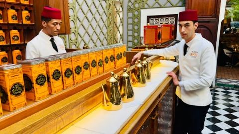 Cafe Bacha waiters and coffees