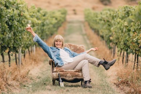 Erica Crawford in a vineyard at Loveblock in New Zealand