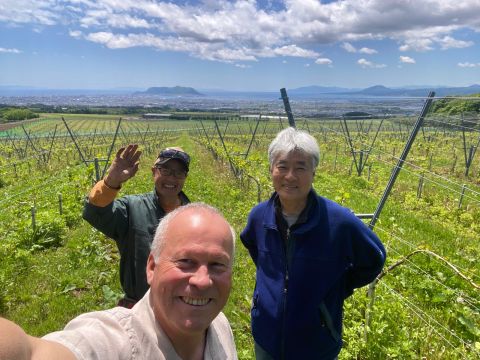 de Montille in his Hokkaido vineyard