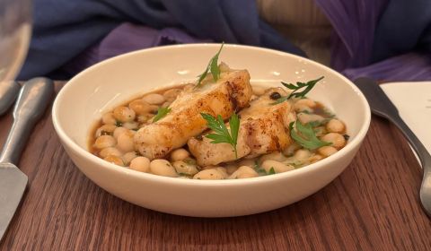 Labomba monkfish with coco beans and excellent sauce