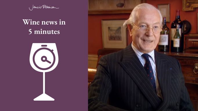 Michael Broadbent in Vintner's Tales and Wine News in 5 logo